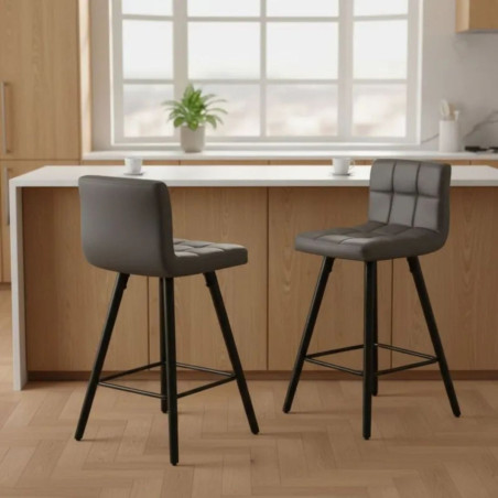 Lot de 2 Tabourets Gris - SORIN