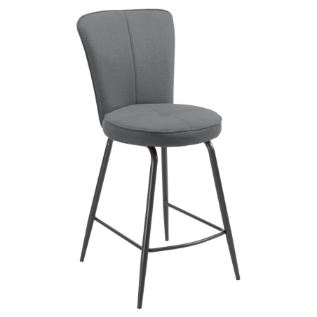 Lot de 2 tabourets de bar matelassée gris pieds métal gris - ELLIPSOR