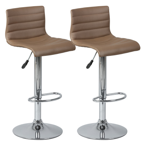 Lot de 2 tabourets de bar marron pied chromé - TERRANCOR