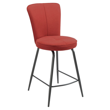 Lot de 2 tabourets de bar matelassée rouge pieds métal gris - ELLIPSOR