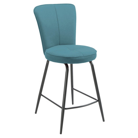 Lot de 2 tabourets de bar matelassée bleu pieds métal gris - ELLIPSOR