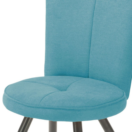 Lot de 2 tabourets de bar matelassée bleu pieds métal gris - ELLIPSOR