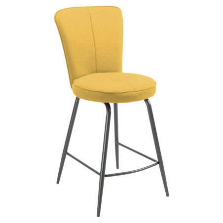 Lot de 2 tabourets de bar matelassée jaune pieds métal gris - ELLIPSOR