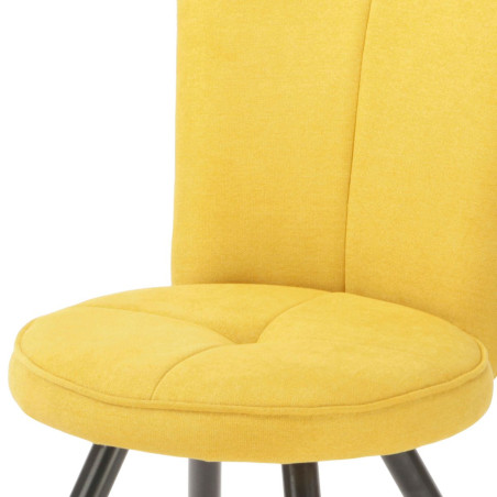 Lot de 2 tabourets de bar matelassée jaune pieds métal gris - ELLIPSOR