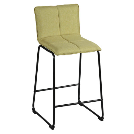 Lot de 2 tabourets de bar matelassée tissu vert pieds métal - ANSONOR