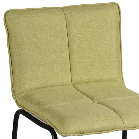 Lot de 2 tabourets de bar matelassée tissu vert pieds métal - ANSONOR