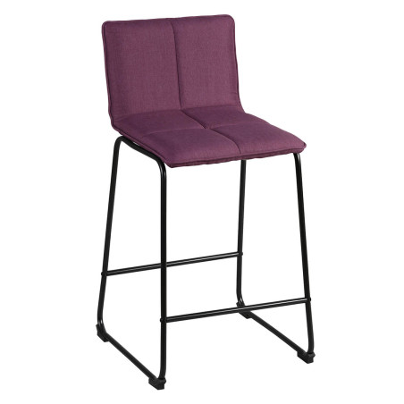 Lot de 2 tabourets de bar matelassée tissu violet pieds métal - ANSONOR