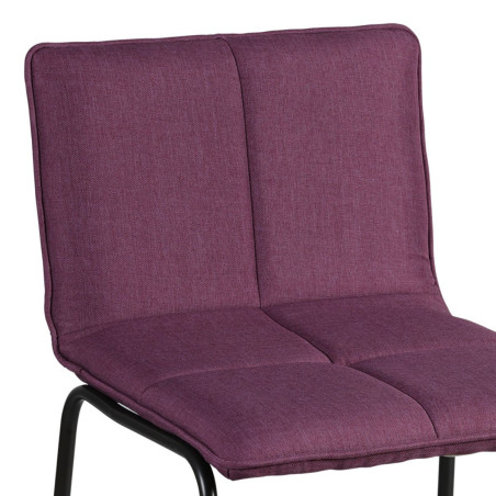 Lot de 2 tabourets de bar matelassée tissu violet pieds métal - ANSONOR