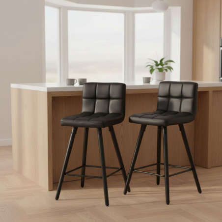 Lot de 2 Tabourets Noirs - SORIN