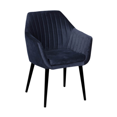 Lot de 2 fauteuils tissu velours bleu nuit pieds laqués wengé - RIVIEROR