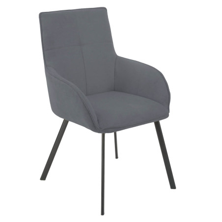 Lot de 2 fauteuils de table tissu gris pieds métal anthracite - EVIDENCOR