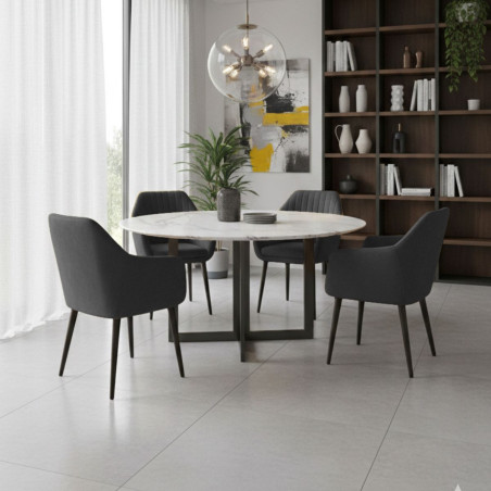 Lot de 2 Fauteuils tissu velours gris anthracite pieds wengé - RIVIEROR