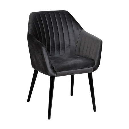 Lot de 2 Fauteuils tissu velours gris anthracite pieds wengé - RIVIEROR