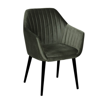 Lot de 2 fauteuils tissu velours vert foncé pieds laqués wengé - RIVIEROR