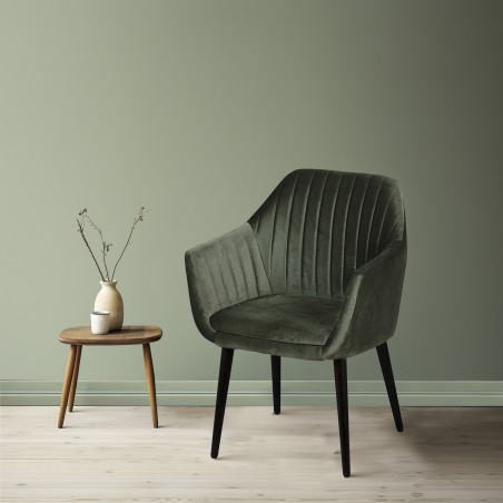 Lot de 2 fauteuils tissu velours vert foncé pieds laqués wengé - RIVIEROR