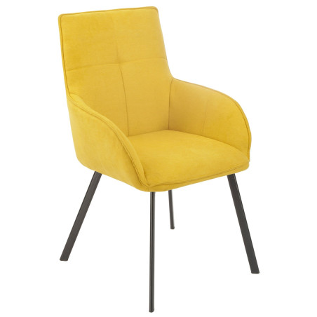 Lot de 2 fauteuils de table tissu jaune pieds métal anthracite - EVIDENCOR