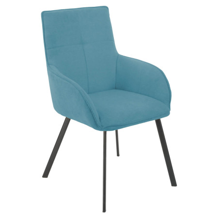 Lot de 2 fauteuils de table tissu bleu pieds métal anthracite - EVIDENCOR