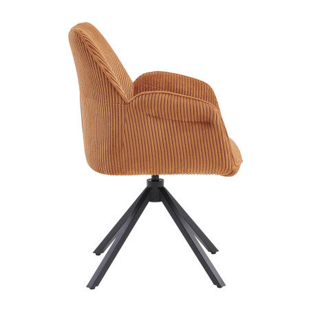 Lot de 2 fauteuils de table pivotants tissu côtelé terracotta - CORIUS