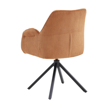 Lot de 2 fauteuils de table pivotants tissu côtelé terracotta - CORIUS