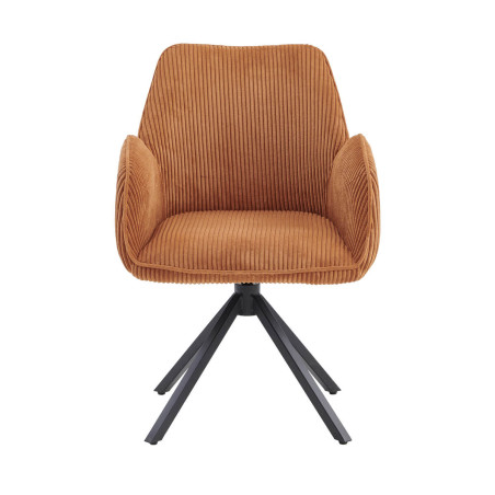 Lot de 2 fauteuils de table pivotants tissu côtelé terracotta - CORIUS