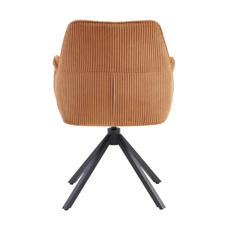 Lot de 2 fauteuils de table pivotants tissu côtelé terracotta - CORIUS
