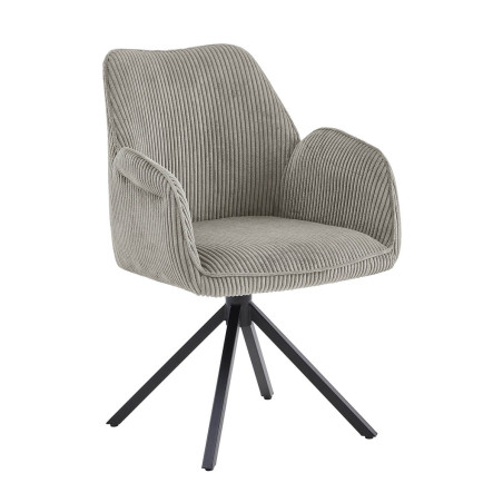 Lot de 2 fauteuils de table pivotants tissu côtelé beige - CORIUS
