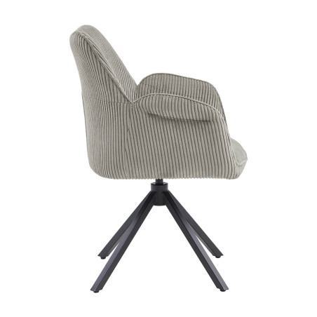 Lot de 2 fauteuils de table pivotants tissu côtelé beige - CORIUS