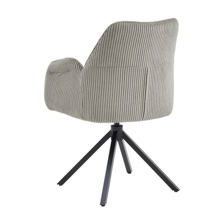 Lot de 2 fauteuils de table pivotants tissu côtelé beige - CORIUS