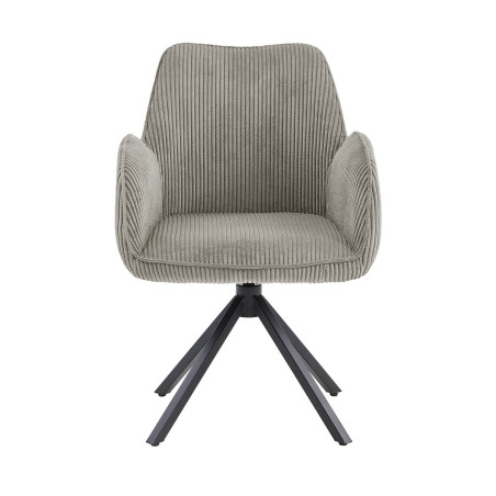 Lot de 2 fauteuils de table pivotants tissu côtelé beige - CORIUS