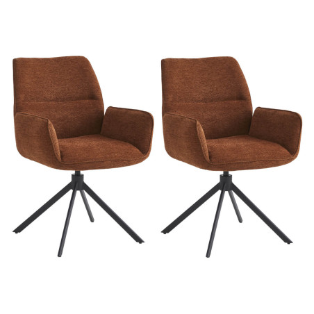 Lot de 2 fauteuils de table pivotants tissu terracotta - CORINE