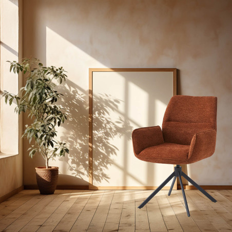 Lot de 2 fauteuils de table pivotants tissu terracotta - CORINE