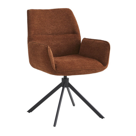 Lot de 2 fauteuils de table pivotants tissu terracotta - CORINE