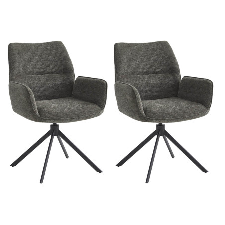 Lot de 2 fauteuils de table pivotants tissu gris anthracite - CORINE