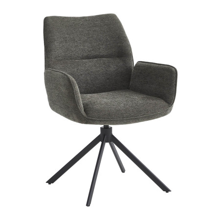 Lot de 2 fauteuils de table pivotants tissu gris anthracite - CORINE