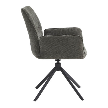 Lot de 2 fauteuils de table pivotants tissu gris anthracite - CORINE