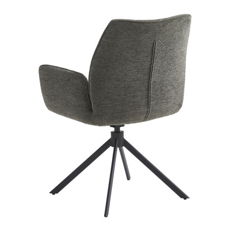 Lot de 2 fauteuils de table pivotants tissu gris anthracite - CORINE