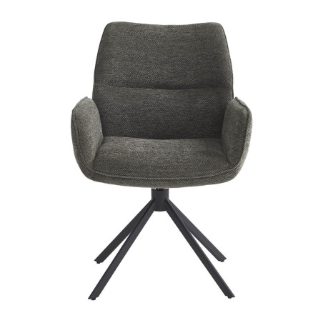 Lot de 2 fauteuils de table pivotants tissu gris anthracite - CORINE