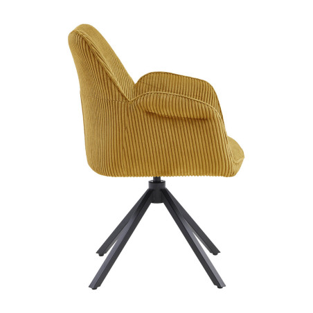 Lot de 2 fauteuils de table pivotants tissu côtelé jaune - CORIUS