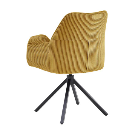 Lot de 2 fauteuils de table pivotants tissu côtelé jaune - CORIUS