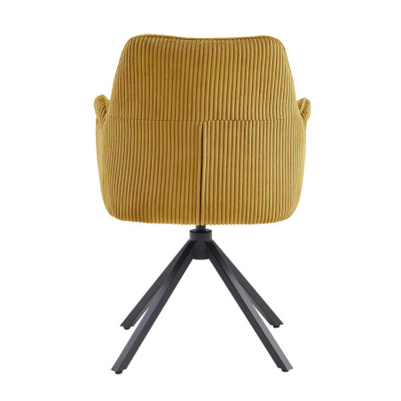 Lot de 2 fauteuils de table pivotants tissu côtelé jaune - CORIUS