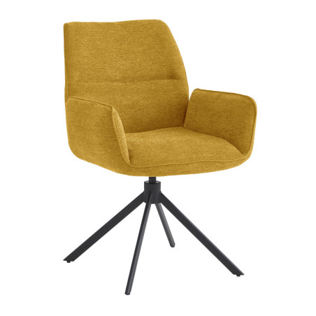 Lot de 2 fauteuils de table pivotants tissu jaune - CORINE