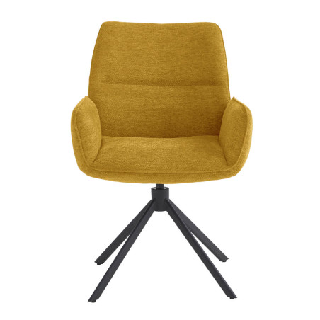 Lot de 2 fauteuils de table pivotants tissu jaune - CORINE