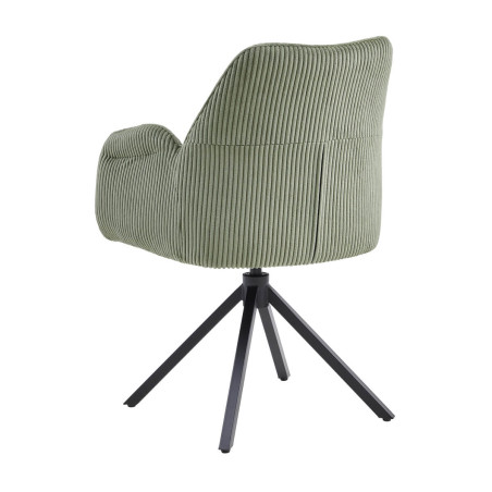 Lot de 2 fauteuils de table pivotants tissu côtelé vert - CORIUS
