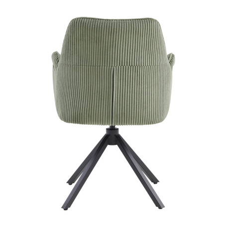 Lot de 2 fauteuils de table pivotants tissu côtelé vert - CORIUS