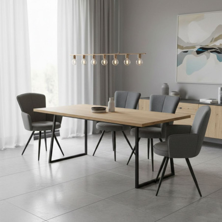 Lot de 2 fauteuils de table assise tissu gris pieds métal gris - ELLIPSOR