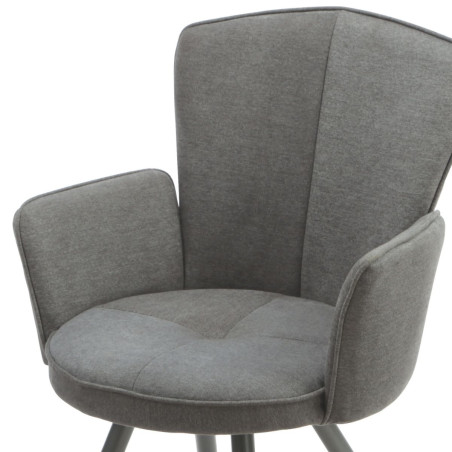 Lot de 2 fauteuils de table assise tissu gris pieds métal gris - ELLIPSOR
