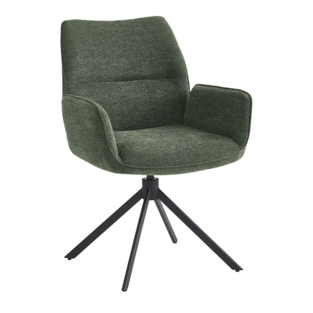 Lot de 2 fauteuils de table pivotants en tissu vert - CORINE