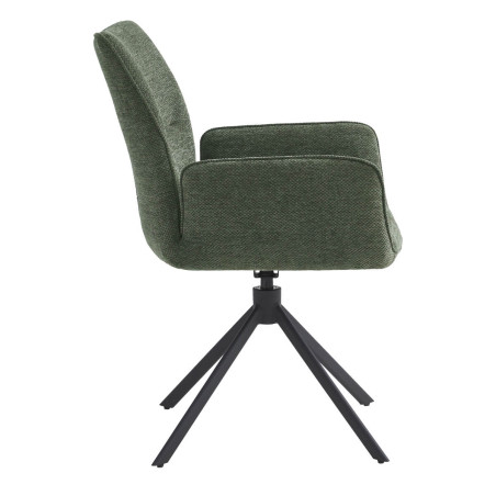 Lot de 2 fauteuils de table pivotants en tissu vert - CORINE
