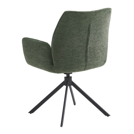 Lot de 2 fauteuils de table pivotants en tissu vert - CORINE