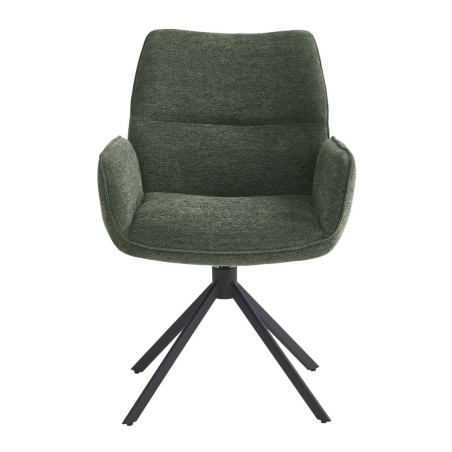 Lot de 2 fauteuils de table pivotants en tissu vert - CORINE